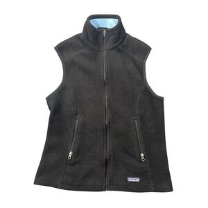 VTG Patagonia Synchilla Fleece Vest Womens Large Black Full Zip Pockets 25163